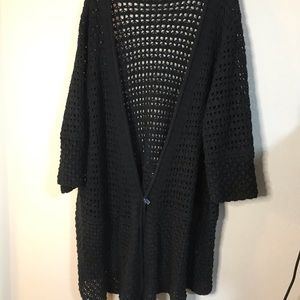 Woman within 2X knitted duster 3/4 sleeve